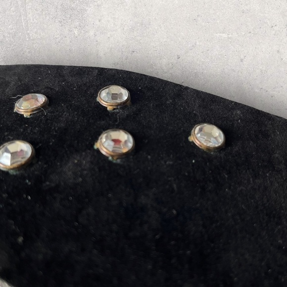 Susan Hyman Vintage Black Suede Belt Wide Studded Half Moon Buckle 80s Statement - Picture 9 of 15